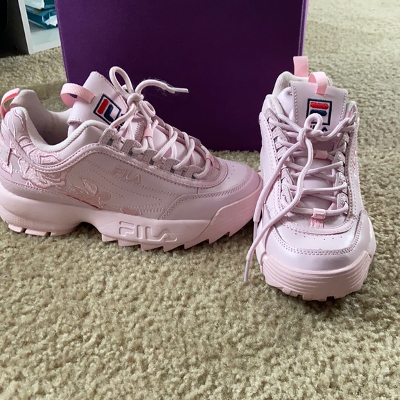 Fila Shoes - Pink Floral embroidered Filas